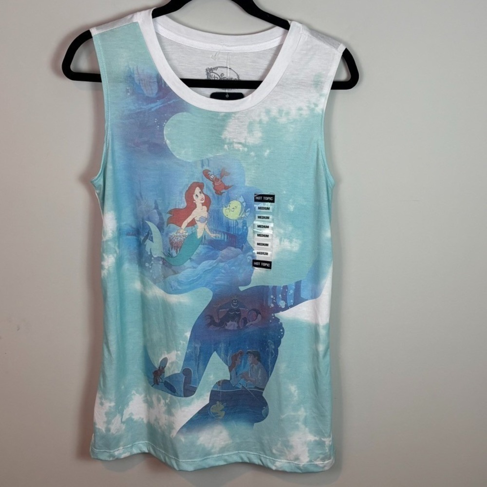 NEW Disney The Little Mermaid Ariel Sublimation Silhouette Girls Muscle Top‎ MED